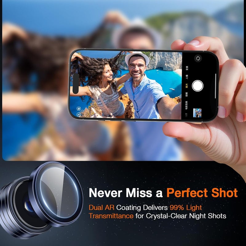 LK for iPhone 17 Pro/17 Pro Max Camera Lens Protector [Top 9H+ Military Grade Shatterproof] One-Click Installation, Ultra-Tough HD, Individual Lens Protectors Scratch-resistant, Deep Blue - Image 4